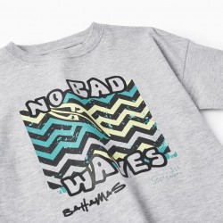 BOYS' COTTON T-SHIRT 'NATURE TAKEOVER', GREY