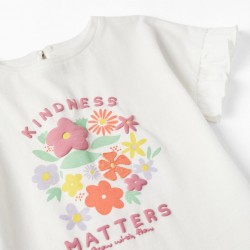 BABY GIRL 'KINDNESS MATTERS' SHORT SLEEVE T-SHIRT, WHITE