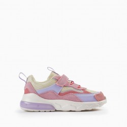 GIRLS' SNEAKERS WITH LIGHTS 'ZY SUPERLIGHT', PINK/LILAC/BEIGE