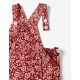 Corduroy Dungarees With Floral Print For Baby Girl, Dark Red