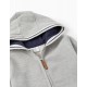 Cotton Jacket With Zipper And Hood For Boy, Gray