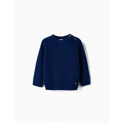 Knitted Sweater For Baby Boy, Blue