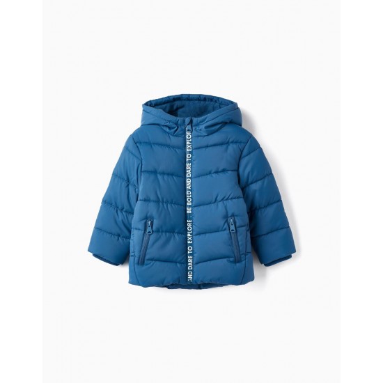 Padded Jacket For Baby Boy 'Be Bold', Blue