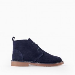Suede Boots For Boys, Dark Blue