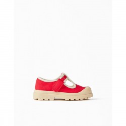 Canvas Ballerinas For Girls, Red