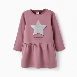 Brushed Cotton Dress For Girls, Lilac