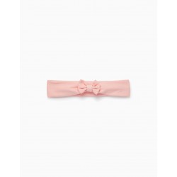 HAIR RIBBON WITH BOW FOR NEWBORN BABY, PINK
