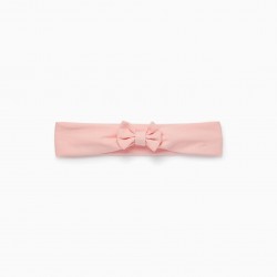 HAIR RIBBON WITH BOW FOR NEWBORN BABY, PINK