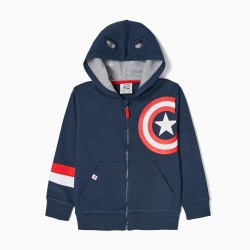 COTTON JACKET WITH HOOD-MASK FOR BOYS 'CAPTAIN AMERICA', DARK BLUE
