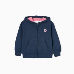 Brushed Cotton Jacket For Girls 'Minnie', Dark Blue/Pink