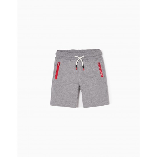 SPORTS SHORT FOR BOYS 'MISSION TO MARS', GREY/RED