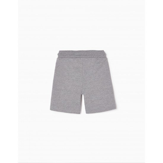 SPORTS SHORT FOR BOYS 'MISSION TO MARS', GREY/RED