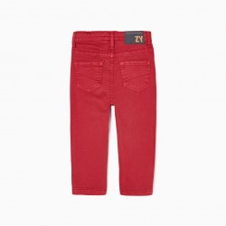 TWILL TROUSERS FOR BABY BOYS, RED