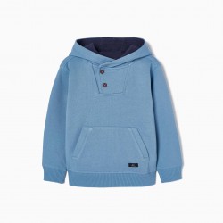 COTTON HOODED SWEATSHIRT FOR BOYS 'YOU&ME', BLUE