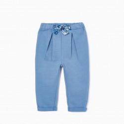 COTTON SWEATPANTS WITH BOW FOR BABY GIRL, BLUE