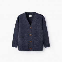 Knitted Jacket For Boys, Dark Blue
