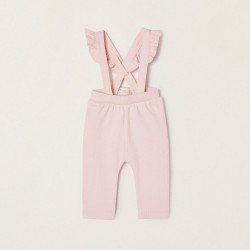 NEWBORN TROUSERS WITH REMOVABLE STRAPS, PINK