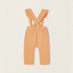 NEWBORN TROUSERS WITH REMOVABLE STRAPS, ORANGE
