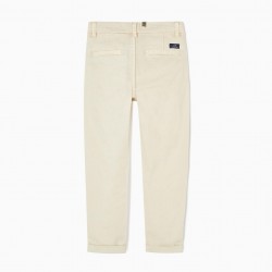 COTTON CHINO PANTS FOR BOY 'SLIM FIT', BEIGE