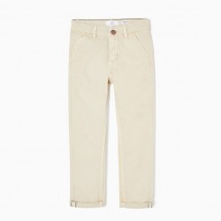 COTTON CHINO PANTS FOR BOY 'SLIM FIT', BEIGE