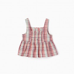 TOP IN COTTON AND STRIPES FOR GIRL, PINK
