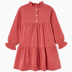 KNITTED DRESS WITH FRILLS FOR GIRL, RED
