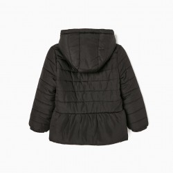 PADDED JACKET WITH POLAR LINING FOR GIRL, BLACK