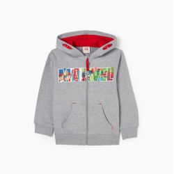 CARDED HOODED JACKET FOR 'AVENGERS' BOY, GREY