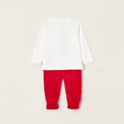 'MINNIE' BABY GIRL'S VELVET PJS, WHITE/RED