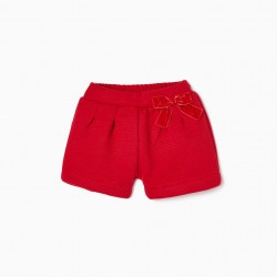 COTTON SHORTS WITH VELVET LACE FOR BABY GIRL, RED