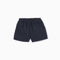 COTTON SHORTS WITH VELVET LACE FOR BABY GIRL, DARK BLUE