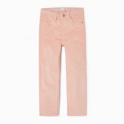 BOMBAZINE PANTS IN COTTON FOR GIRL 'SKINNY FIT', PINK
