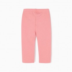 LEGGINGS THERMAL EFFECT FOR BABY GIRL 'SMILEY', PINK