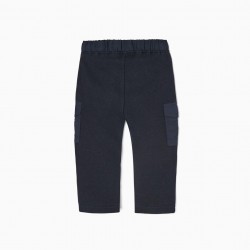 TRAINING PANTS WITH POCKETS CARGO FOR BABY BOY, DARK BLUE