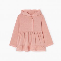 KNITTED BLOUSE WITH HOOD FOR GIRL, PINK