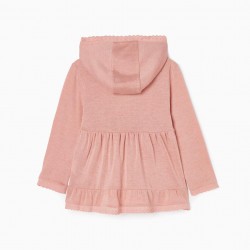 KNITTED BLOUSE WITH HOOD FOR GIRL, PINK