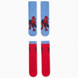 'SPIDER-MAN' BOY'S NON-SLIP SOCKS 2 PACK, RED/BLUE