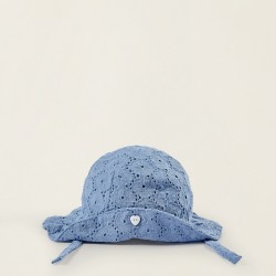 ENGLISH EMBROIDERY HAT FOR NEWBORN, BLUE