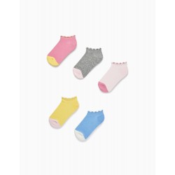  PACK 5 PAIRS OF SOCKS WITH CORRUGATED EDGES FOR GIRL, MULTICOLOR