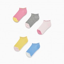  PACK 5 PAIRS OF SOCKS WITH CORRUGATED EDGES FOR GIRL, MULTICOLOR