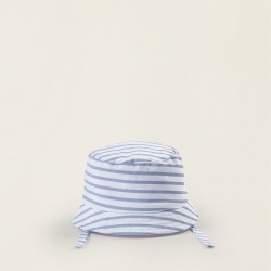 NEWBORN STRIPED HAT, WHITE/BLUE