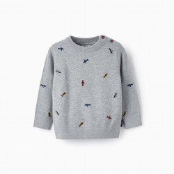 KNITTED BABY JUMPER CHILD 'AIRPLANES', GREY