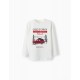 COTTON LONG SLEEVE T-SHIRT FOR BOYS, WHITE