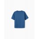 COTTON T-SHIRT WITH HOLOGRAPHIC EFFECT FOR BOYS 'THINK GREEN', BLUE