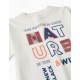 COTTON T-SHIRT WITH HOLOGRAPHIC EFFECT FOR BOYS 'NATURE', WHITE