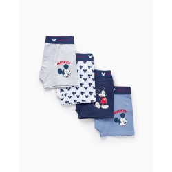 PACK OF 4 COTTON BOXERS FOR BOYS 'MICKEY', BLUE/WHITE/GREY