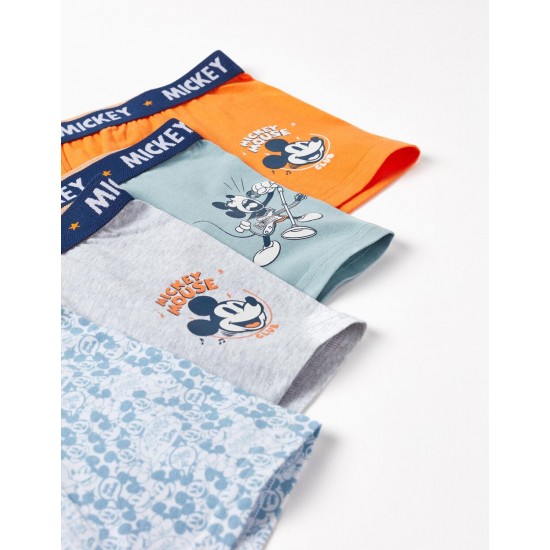 PACK OF 4 COTTON BOXERS FOR BOYS 'MICKEY', GREY/GREEN/ORANGE