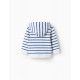 STRIPED HOODED JACKET FOR BABY BOY, WHITE/BLUE