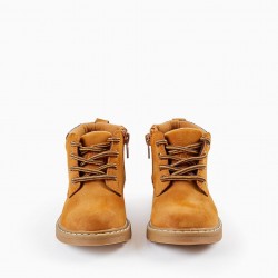 SUEDE BOOTS FOR BABY BOY, CAMEL