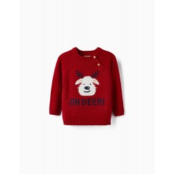 KNITTED SWEATER FOR BABY 'RENA - NATAL', RED